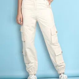 Cutiekins Woven Solid Cargo Pants - Cream-picture-32