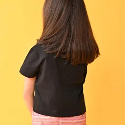 Anthrilo Half Sleeves Heart Printed Tee - Black image 3