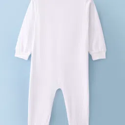 BLUSHES Christmas Theme 100% Cotton Full Sleeves My First Christmas Text Printed Romper - White image 3