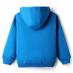 Pine Kids Cotton Knit Full Sleeves Hooded SweatJacket with Sequin Detailing - Blue image 2