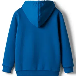 Tango Fleece Knit Full Sleeves Hoodies With Text Print - Blue image 2