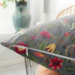 CASABLEU Grey & Red 2 Pieces Ethnic Motifs Square Cushion Covers image 3