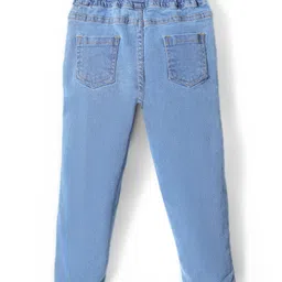 Mark & Mia Cotton Lycra Denim Full Length Jeans With Tearing & Embroidery Detailing - Light Blue image 3