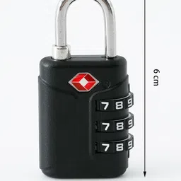 fab n funky Small Luggage Lock with 3 Digit Number Lock - Black| Sturdy & Durable| Ideal for Trolleys, Air Bags, Duffle Bag, Suitcase image 2