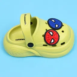Cute Walk by Babyhug Marvel Back Strap Closure Clogs With Spider-Man Applique - Lime Green image 4