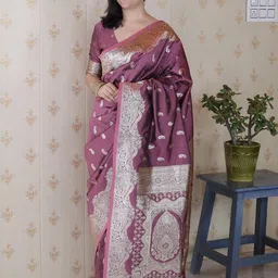 ELITE WEAVES Woven Design Zari Silk Blend Banarasi Saree-picture-30