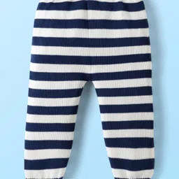 Babyhug Organic Cotton Full Sleeves Striped Pullover Sweater Set with Cap & Patch Detailing - Multicolor image 5