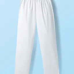 Babyhug Woven Full Sleeves Kurta Pyjama Set with Lace Detailing - Yellow & White image 5