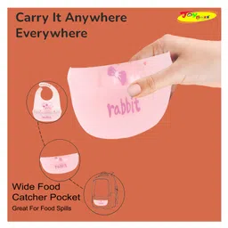 Joy Buzz Waterproof Silicone Feeding Bib With Adjustable Strap Pack Of 2 - Yellow,Pink image 5