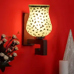 Devansh Transparent Printed Wood Traditional Wall Lamp image 1