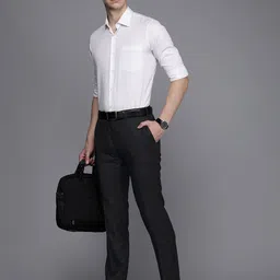 Raymond Men Checked Slim Fit Formal Trousers image 4