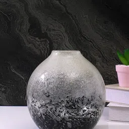 TAYHAA Black & Grey Handcrafted Textured Glass Globe Vase-picture-15