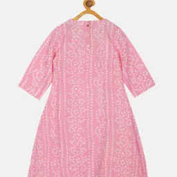 Kiddopanti Kids Baby Pink Printed Kurta image 2