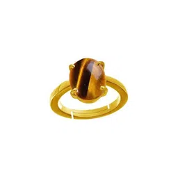RAVIOUR LIFESTYLE Unisex Gold-Plated Tiger Eye Adjustable Finger Ring image 1