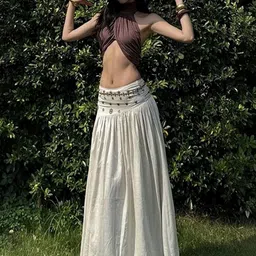 LULU & SKY Pleated Maxi A-Line Skirt image 3