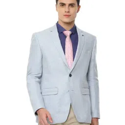 Louis Philippe Blue & White Checks Linen Blazer-picture-21