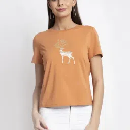 Global Republic Beige Printed T-Shirt-image-72