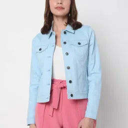 Vero Moda Powder Blue Cotton Jacket-image-67