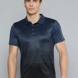ALCIS Navy Geometric Print Polo T-Shirt-image-28