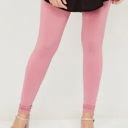 Melange by Lifestyle Pink Cotton High Rise Leggings-picture-17