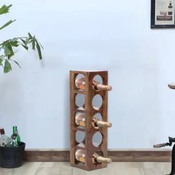 Ikiriya Wembley Solid Brown Wood Wine Rack Teak Finish-picture-17
