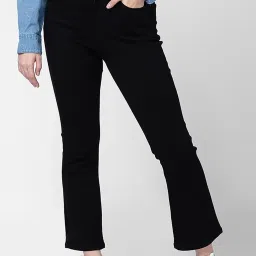 Spykar Black Cotton Mid Rise Jeans image 1