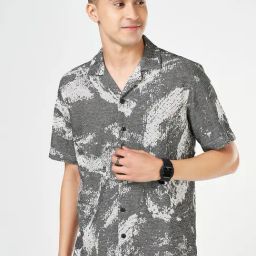 People By Pantaloons Grey Cotton Relaxed Fit Printed Shirt-picture-29