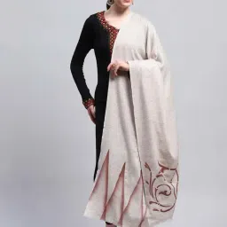 Monte Carlo Women's Cream Winter Self Design Shawl-picture-15