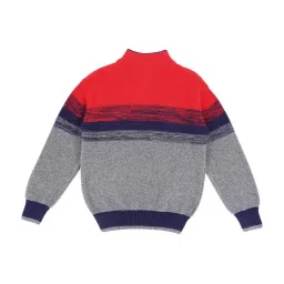 Gini & Jony Kids Red & Grey Cotton Color Block Sweater image 2