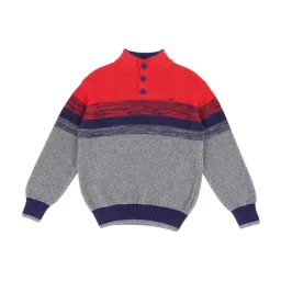 Gini & Jony Kids Red & Grey Cotton Color Block Sweater image 1