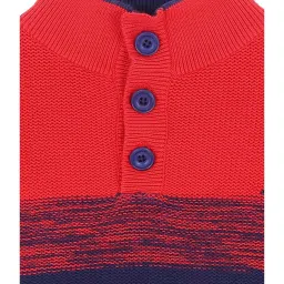 Gini & Jony Kids Red & Grey Cotton Color Block Sweater image 3