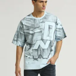 Pepe Jeans Stormy Sea Blue Cotton Oversized Printed T-Shirt-image-18