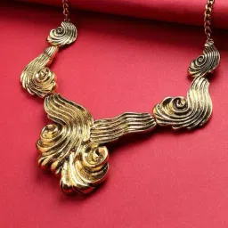 Sohi Women's Gold Abstract Lines Necklace-picture-22