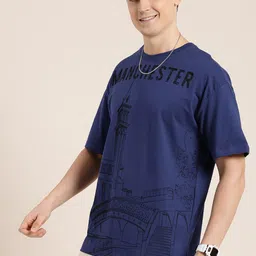 HERE&NOW Pure Cotton Graphic Printed Drop-Shoulder Sleeves T-shirt image 3