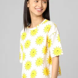 Only Yellow & Baby Pink Cotton Printed T-Shirt image 3