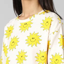 Only Yellow & Baby Pink Cotton Printed T-Shirt image 5