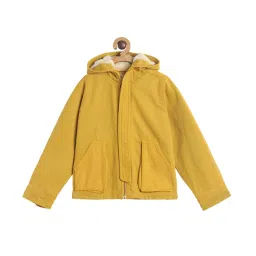 Tales & Stories Kids Yellow Solid Hooded Jacket image 1