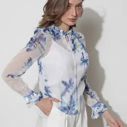 RAREISM White Polyester Printed Long Sleeves Top image 3