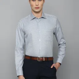 Louis Philippe Permapress Grey Cotton Regular Fit Checks Shirt image 1