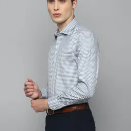 Louis Philippe Permapress Grey Cotton Regular Fit Checks Shirt image 3