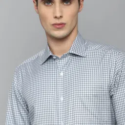 Louis Philippe Permapress Grey Cotton Regular Fit Checks Shirt image 4