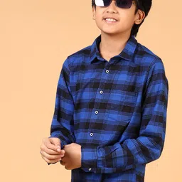 V-Mart Boys Spread Collar Tartan Checked Cotton Casual Shirt-picture-33