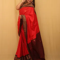 A S CREATION Ethnic Motifs Woven Design Zari Pure Silk Kanjeevaram Saree image 2