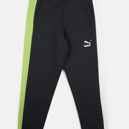 Puma Kids Blue Color Block Pattern Cotton Joggers image 1