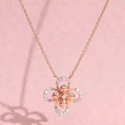 P.N.Gadgil Jewellers 14k (585) Yellow Gold Glow Roselle Modern Diamond Necklace-image-53