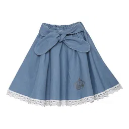 StyleStone Girls Denim Blue Embellished Flared Skirt-picture-16