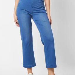 Spykar Light Blue Relaxed Fit High Rise Trousers-picture-6