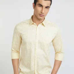 Parx Yellow Slim Fit Printed Shirt-picture-41