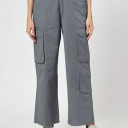 COSMIC TRIO Women Relaxed Loose Fit High-Rise Cargos Trouser-image-90