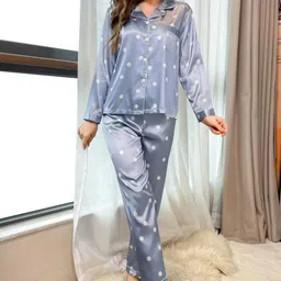 NIJANAND TEXTILE Polka Dots Printed Shirt With Pyjamas-image-36
